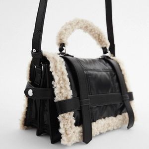 Faux leather fur trim bag